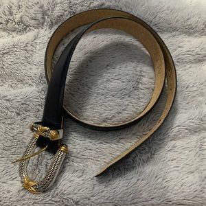 MILLENNIUM (M) Belt Navy Leather Silver/Gold Rope Buckle Vintage Boho Western